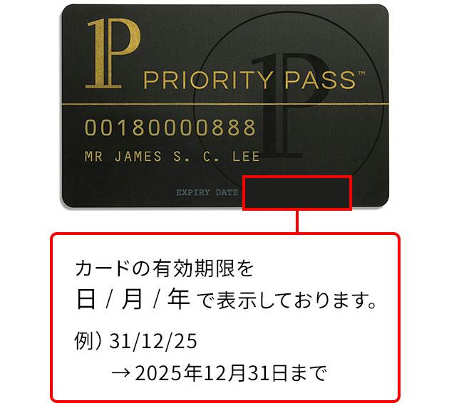 カードの有効期限を日/月/年で表示しております
