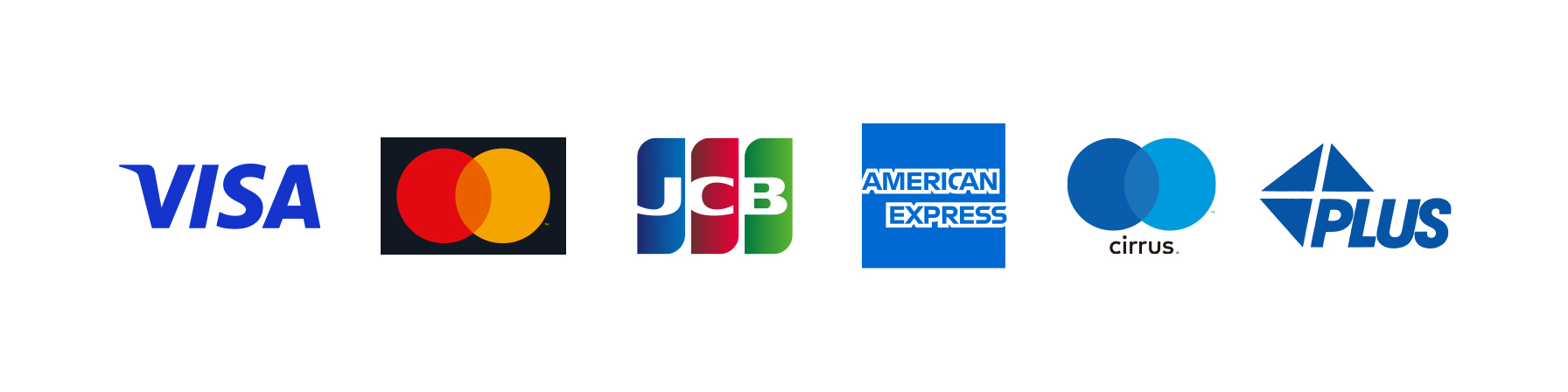 VISA Mastercard JCB AMERICAN EXPRESS cirrus PLUS