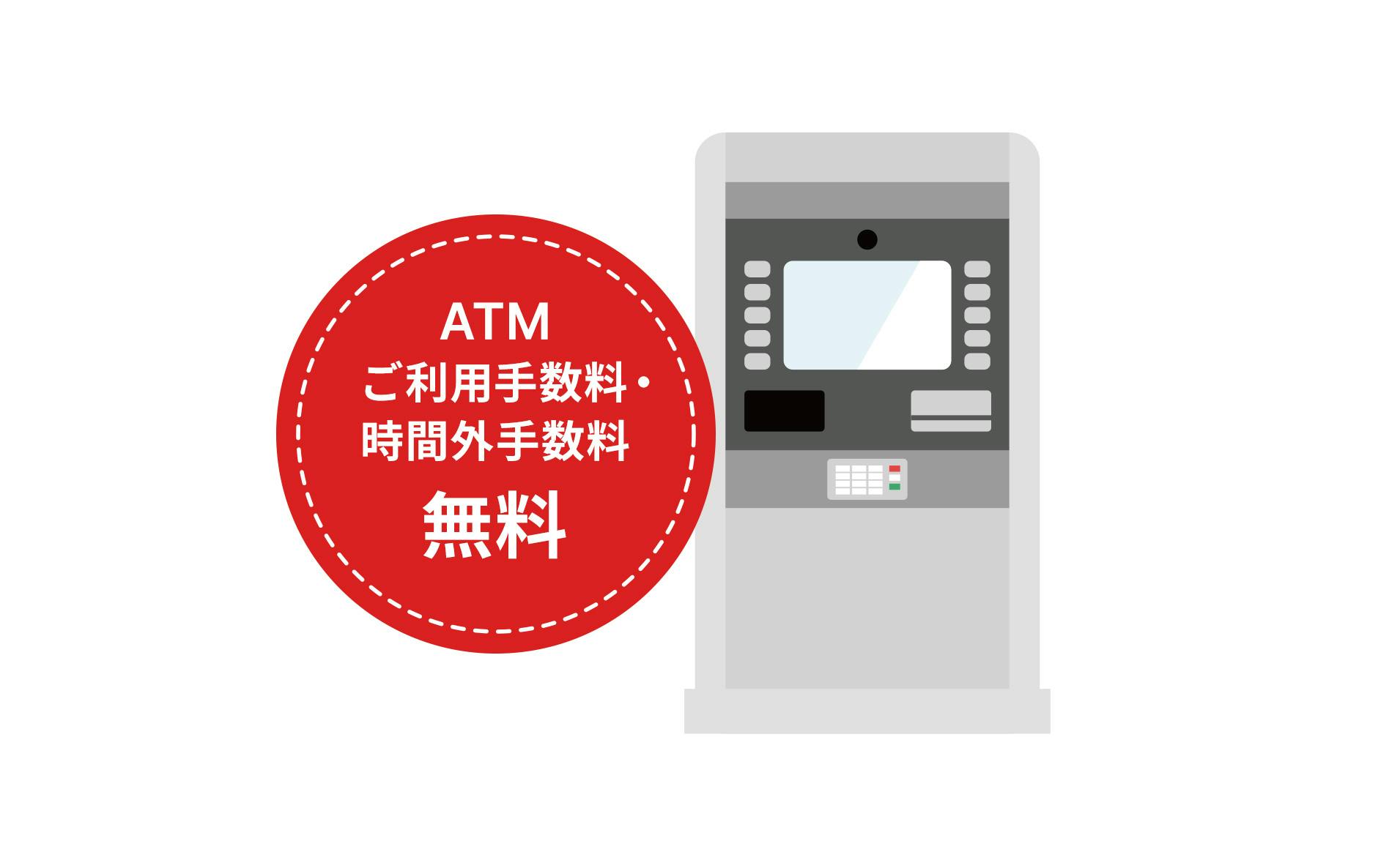 ATMご利用手数料・時間外手数料 無料