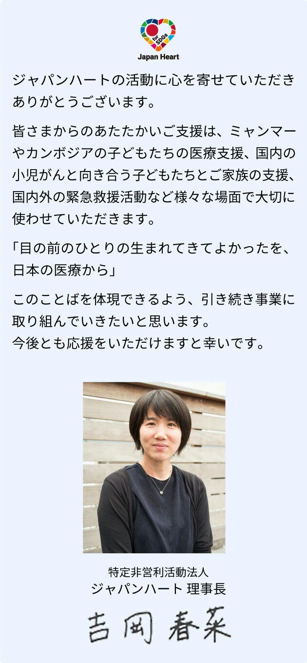 特定営利活動法人　ジャパンハート理事長　吉岡春奈　あいさつ文