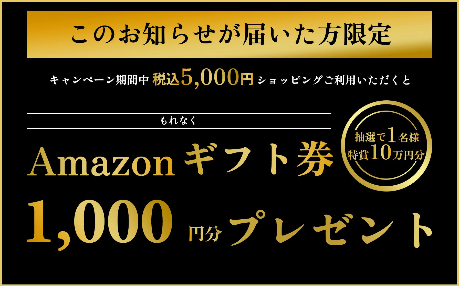 もれなくプレゼント!1,000円分または10万円分のAmazonギフト券プレゼントキャンペーン